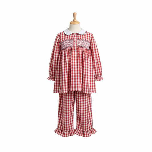 Charlotte - Rutete pysjamas med vaffelsøm