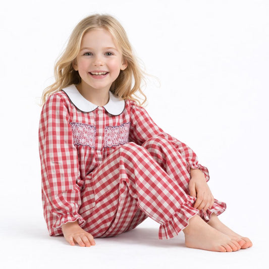 Charlotte - Rutete pysjamas med vaffelsøm